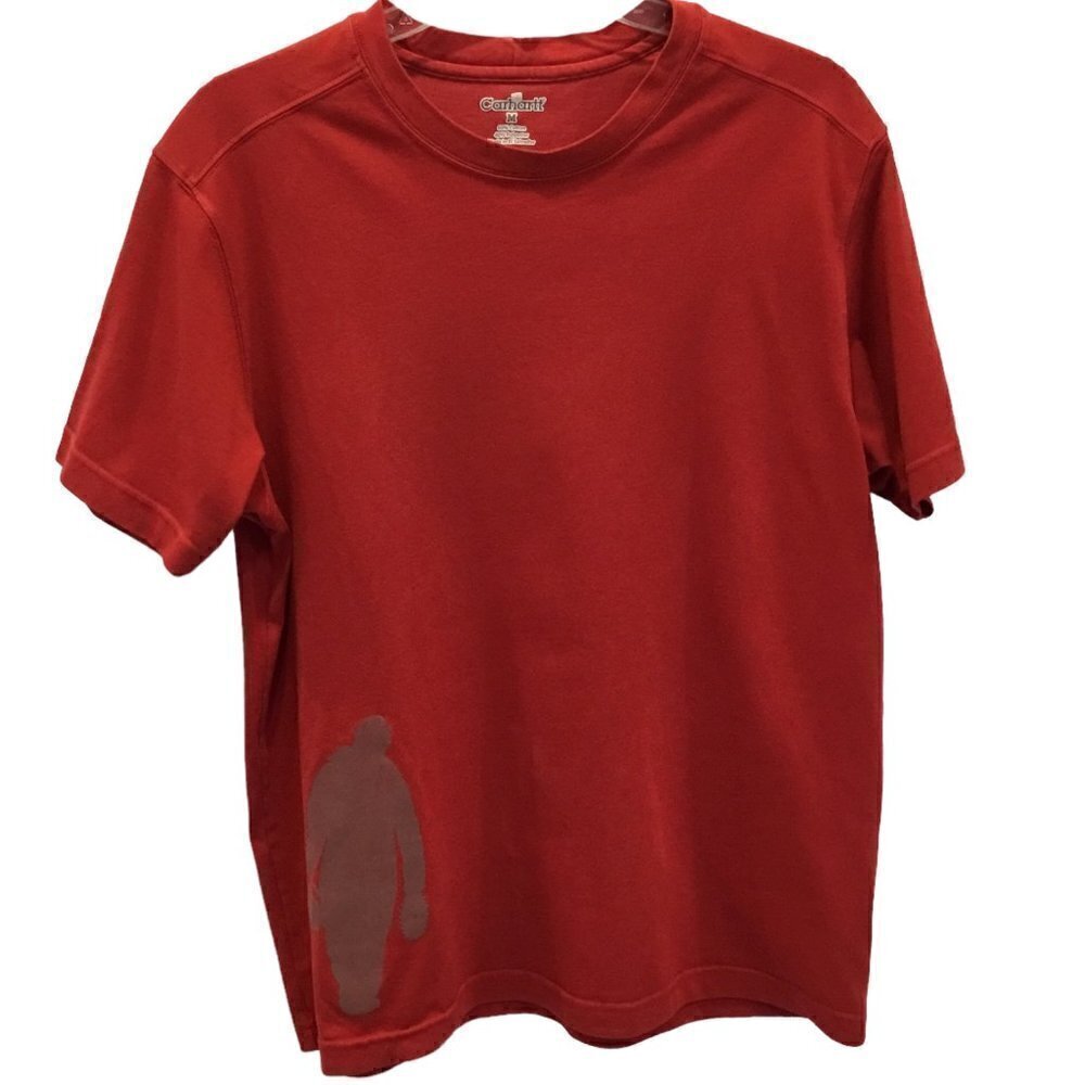 Carhartt Work Wear Men's Short Sleeve Crew Neck Tee Red Sz Medium Gray Graphics